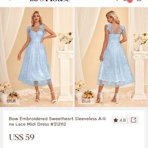 Blue Lace Midi Dress